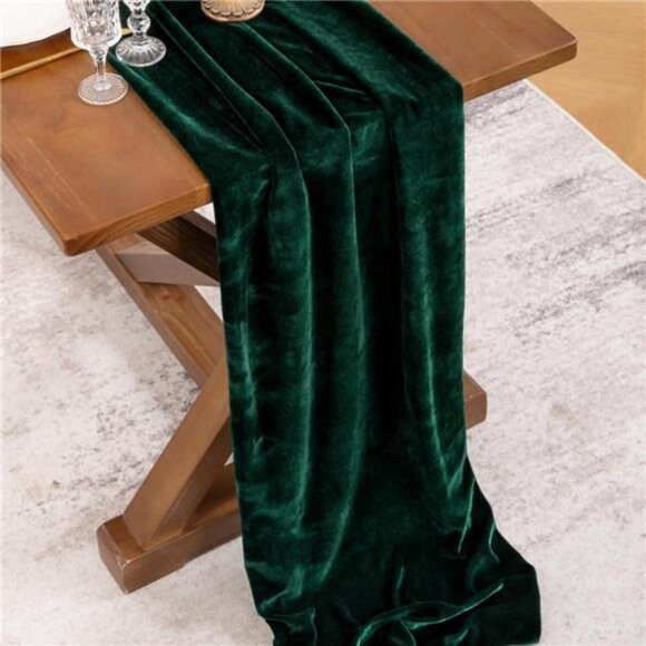 2pcs Green Velvet Table Runner Christmas Cloth Decor 20 x 120 Inches - Picture 3 of 6